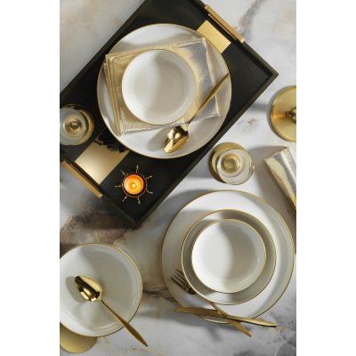 Hermia Concept Porcelánová jídelní souprava krémová a zlatá 18 ks – Hledejceny.cz