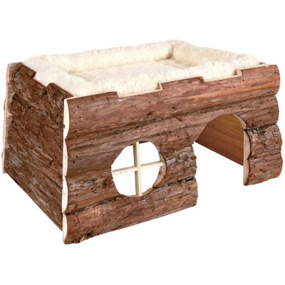 Trixie dřevěný domek Natural Living Tilde s plyšovým pelíškem na střeše 39 x 22 x 29 cm