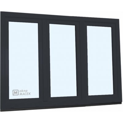 KNIPPING Plastové okno - 70 AD, 2100x1500 mm, OS+O/OS, antracit Barva, imitace: antracit/bílá (jednostranně) – Zboží Mobilmania