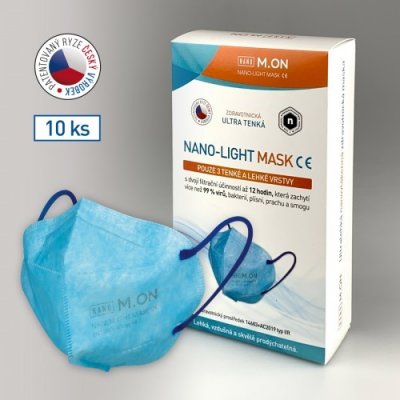 NANO M.ON - NANO LIGHT MASK, nano rouška ve tvaru respirátoru modrá 10 ks – Hledejceny.cz