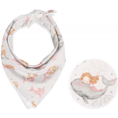 Biante dětský bavlněný šátek Sandra SA-527 Růžové mořské panny s delfíny a velrybami na bílém – Zboží Dáma