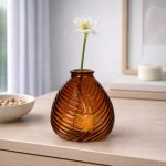 Duif Skleněná váza Flora amber S – Zboží Dáma