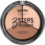 NYX Professional make-up paletka 3 Steps To Sculpt Face Sculpting Palette Deep 5 g – Zboží Dáma