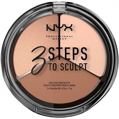 NYX Professional make-up paletka 3 Steps To Sculpt Face Sculpting Palette Deep 5 g – Zboží Mobilmania