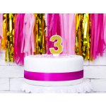 PartyDeco Narozeninová svíčka 3 zlatá 7cm – Zboží Dáma