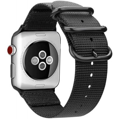 Crested Tkaný nylonový řemínek s trojitou přezkou pro Apple Watch 38, 40 a 41 mm černý YACZ-Y936 – Zboží Mobilmania