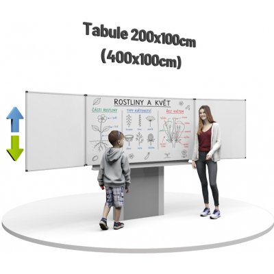 Consulta Třídílná keramická magnetická tabule Triptych 400/200x100 cm na zvedacím stojanu bílá křídla PRO-T10ZSBBBBB – Zbozi.Blesk.cz