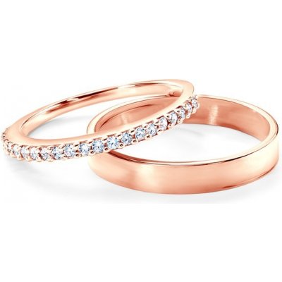 Savicki Snubní prsteny Share Your Love růžové zlato diamanty ploché OBR SYL D R – Zboží Mobilmania