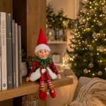 MagicHome Vianoce Dekorace MagicHome Vánoce, elf, textil, červený, 14/35 cm – Hledejceny.cz
