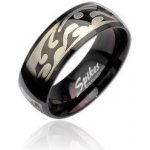 Šperky eshop Černý ocelový prsten se vzorem Tribal ve stříbrné D17.6 – Hledejceny.cz