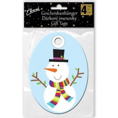 Jmenovky dárkové se šňůrkou Sněhulák 8 cm 4 ks – Zboží Mobilmania