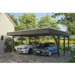 SKAN HOLZ Přístřešek na auto Friesland dvojitý 557 x 555 cm břidlicově šedý – Zbozi.Blesk.cz