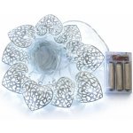 DECOLED LED světýlka na baterie 2,5 m kovová srdce vintage, ledově bílá, 10 diod, čirý kabel IP20, 2× AA – Zbozi.Blesk.cz
