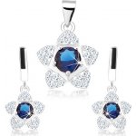 Šperky eshop sada přívěsek a náušnice třpytivý květ modrý zirkon SP70.08 – Sleviste.cz