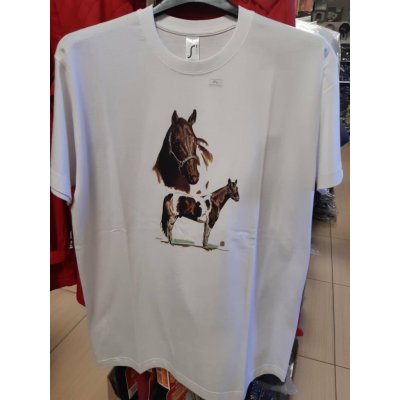 Bílé tričko s koněm Bílá – Sleviste.cz