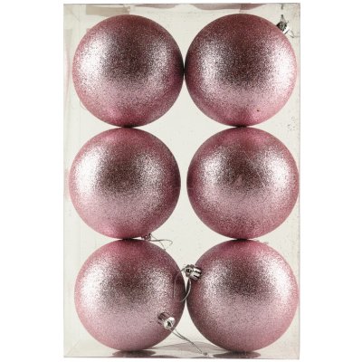 DECOLED Sada vánočních ozdob růžová 10 cm, glitter jemně růžová, plastová, balení 6 ks – Hledejceny.cz