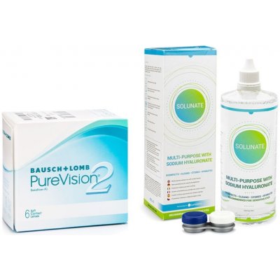 Bausch & Lomb PureVision 2 6 čoček + Solunate Multi-Purpose 400 ml s pouzdrem – Hledejceny.cz