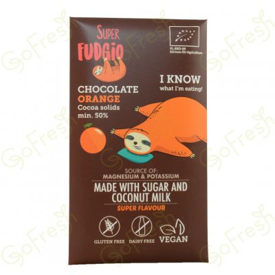 Super Fudgio Čokoláda s kokosovým mlékem a pomerančem,Bio, vegan 80 g