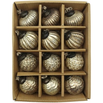 Chic Antique Vánoční baňka Antique Champagne Ø 5,5 cm set 12 ks, zlatá barva, sklo – Hledejceny.cz
