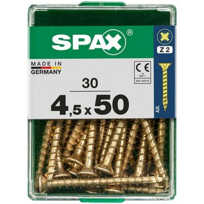 Spax Uni vrut zápust.hlava PZ/Z2 4CUT a plným závitem Yellox 45 x 50 mm 30 ks – Hledejceny.cz