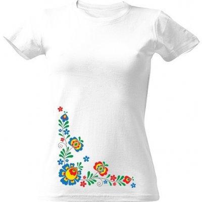 Tričko s potiskem folklór bílá – Zboží Dáma