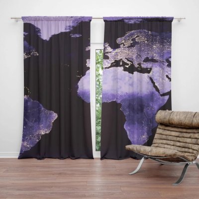 Sablio Závěsy Světelná mapa světa: 2 ks - 140x250 cm - Sablio – Sleviste.cz