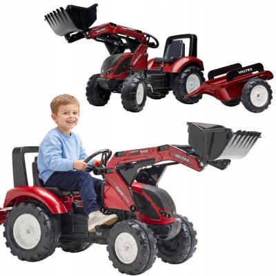 FALK Šlapací traktor Valtra S4 s nakladačem a vlečkou – Zboží Mobilmania