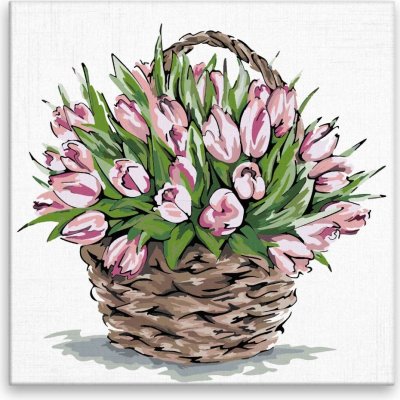 Malování podle čísel Proutěný koš s tulipány – Zboží Mobilmania