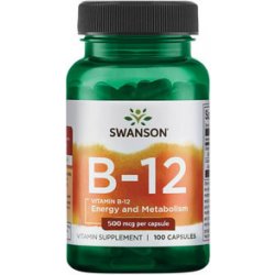 Swanson Vitamin B-12 Cyanocobalamin 500 mcg 100 kapslí