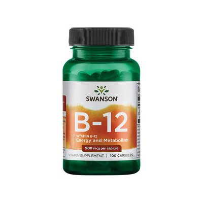 Swanson Vitamin B-12 Cyanocobalamin 500 mcg 100 kapslí – Hledejceny.cz