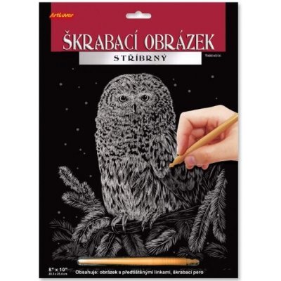 Škrábací obrázek stříbrný 20 x 25 cm sova dvě veverky kočka s koťaty – Zbozi.Blesk.cz
