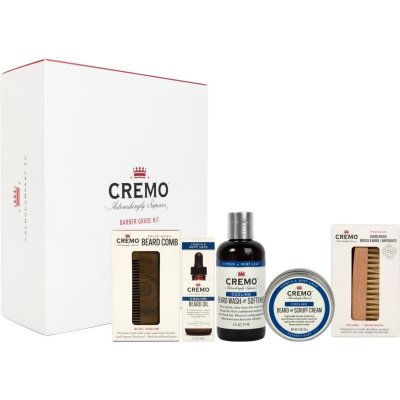 Cremo Barber Grade kartáč na vousy + hřeben na vousy + olej na vousy 30 ml + Citrus & Mint Leaf šampon na vousy 177 ml + krém na vousy 113 g dárková sada – Zbozi.Blesk.cz