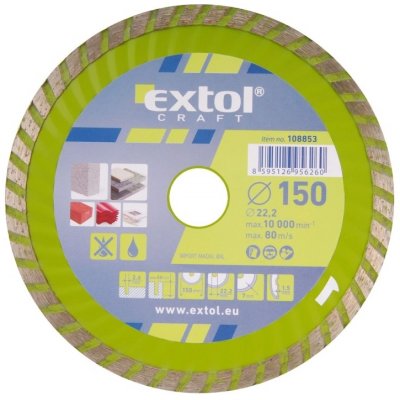 EXTOL CRAFT 108853 kotouč diamantový řezný, turbo - suché i mokré řezání, O 150x22,2x2,3mm – Sleviste.cz