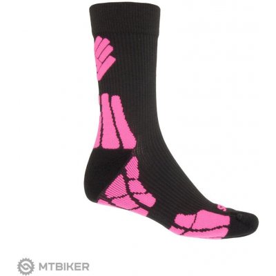 Sensor HIKING NEW Merino wool ponožky černá růžová – Zboží Mobilmania