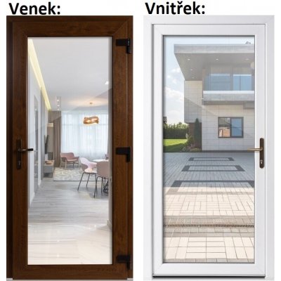 Soft WDS Vchodové dveře 3/3 sklo Čiré pravé otevírání VEN Zlatý dub-Bílá 88 x 198 cm – Hledejceny.cz