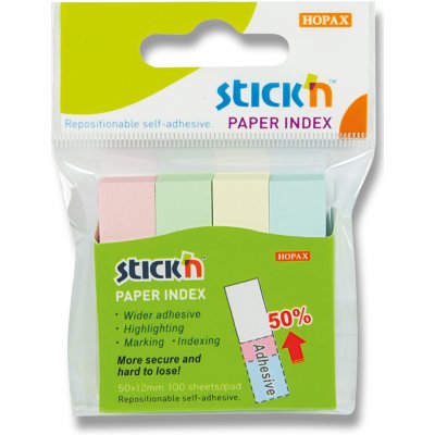 Hopax Stick'n Pastel Paper Index - samolepicí záložky - 50x12 mm, 4x100 l. – Zboží Dáma