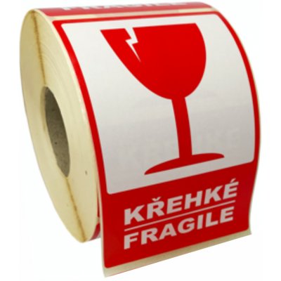 KŘEHKÉ - FRAGILE lakovaná papírová samolepka role 500ks 120x80 mm – Hledejceny.cz