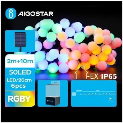 Aigostar LED Solární dekorační řetěz 50xLED 8 funkcí 12m IP65 multicolor | AI0428 – Hledejceny.cz