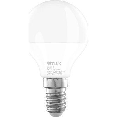 Retlux RLL 433 G45 E14 miniG 6W CW RLL 433 G45 E14 miniG 6W CW RETLU – Zboží Mobilmania