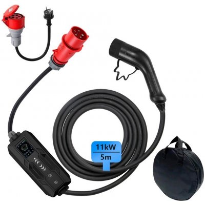 Immax NSE001 Nabíjecí stanice pro elektromobily 11kW 3fázová max. 16A IEC 62196 Typ 2 CEE na Schuko 1 fáze 5m kabel černá NSE001 | Zboží Auto