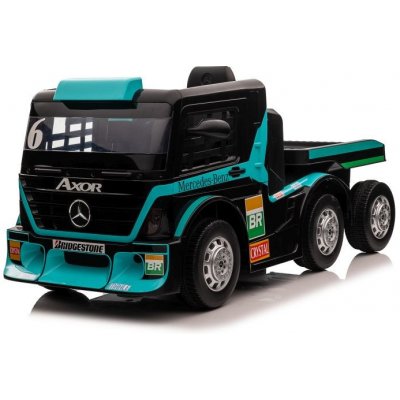 Mamido elektrický kamion Mercedes Axor LCD MP4 s návěsem tyrkysový