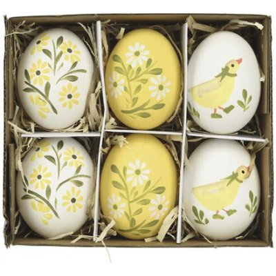 Velikonoční vajíčka Ø 4 x 6 cm bílá žlutá 6 ks – Hledejceny.cz