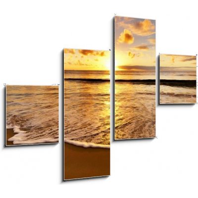 Obraz 4D čtyřdílný - 120 x 90 cm - beautiful sunset on the beach krásný západ slunce na pláži – Zboží Mobilmania