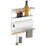 Wenko MAGNA multifunkční kuchyňská police s držákem na papírové utěrky a háčky, montáž bez vrtání, bílá – Zboží Mobilmania
