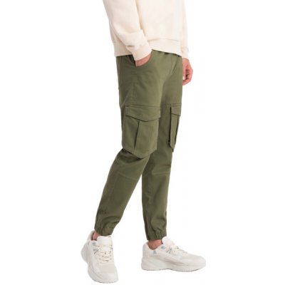 Ombre pánské Jogger kalhoty cargo V18 P886 olivová – Zboží Dáma