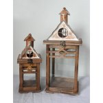 Dřevěná lucerna, S/2 D7211 – Zboží Mobilmania