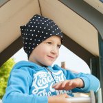 úpletová hladká čepice s potiskem černá – Zboží Dáma