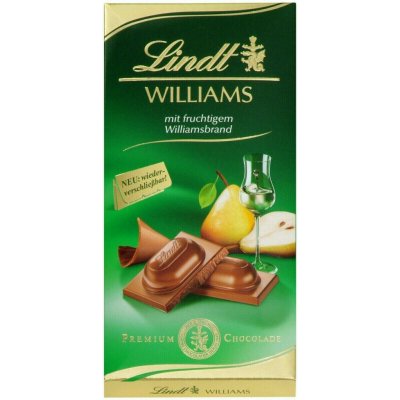 Lindt Mléčná čokoláda s hruškovicí hrušek odrůdy Williams, 100 g – Zboží Dáma