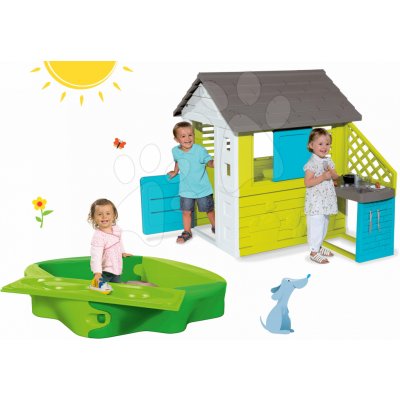 Smoby set domeček Pretty Blue a BIG pískoviště Sandy 810703-28 – Zboží Mobilmania