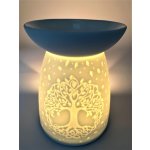 Mani Bhadra Aroma lampa Tree of Life bílá keramika 12,5 x 9,5 cm – Zboží Dáma